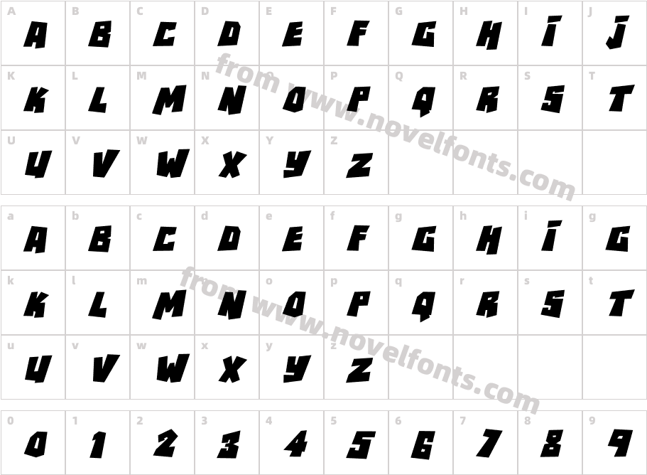 Rock Biter ItalicCharacter Map