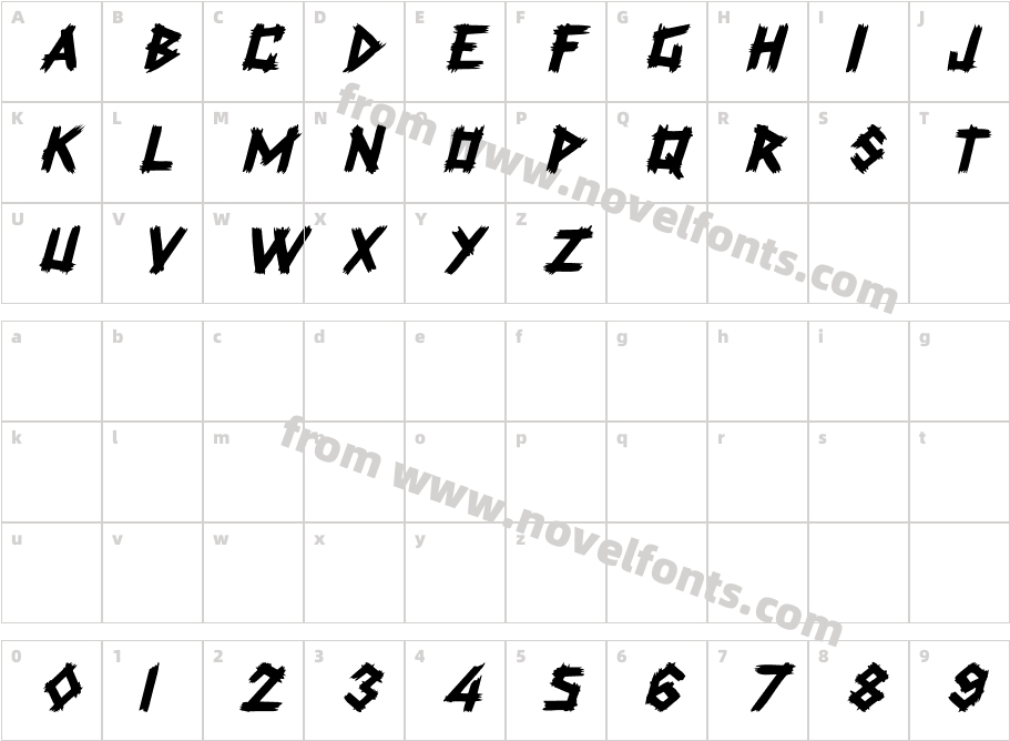 Rockmaker ItalicCharacter Map