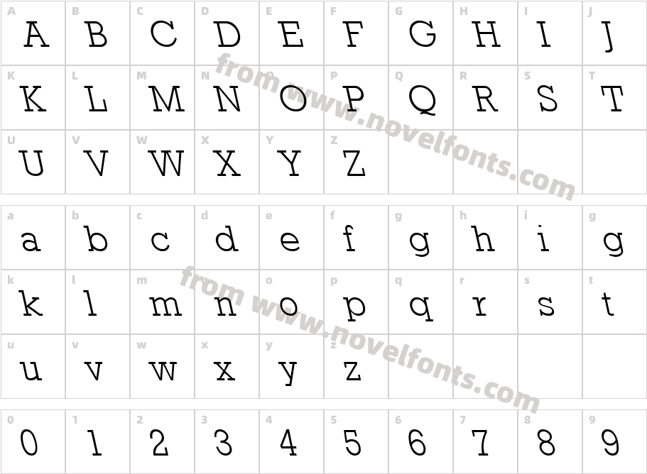 Rockney Lefty Light RegularCharacter Map