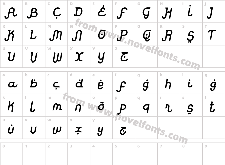 Rodja Bold Alt SlantedCharacter Map