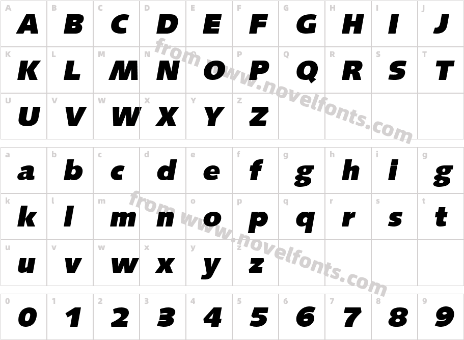 Roger Becker Heavy ItalicCharacter Map