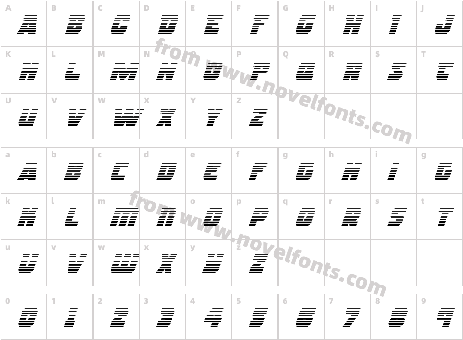 Rogue Hero Gradient ItalicCharacter Map