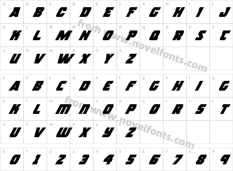 Rogue Hero Super-ItalicCharacter Map