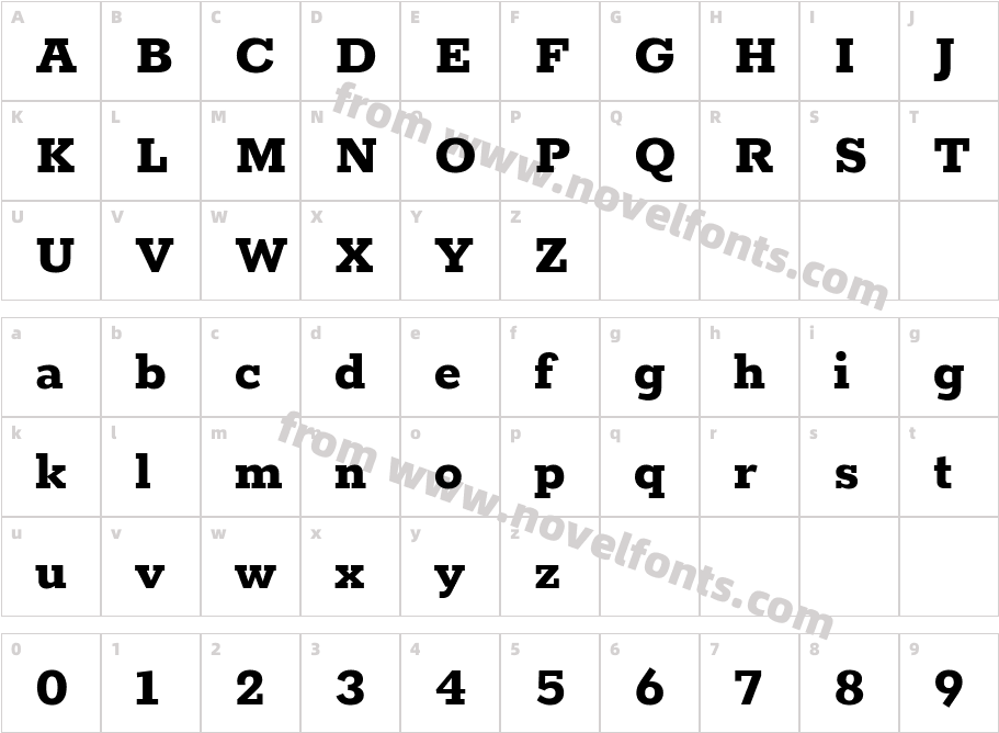 Rokkitt ExtraBoldCharacter Map