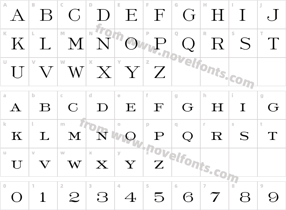 Roman Light ATCharacter Map