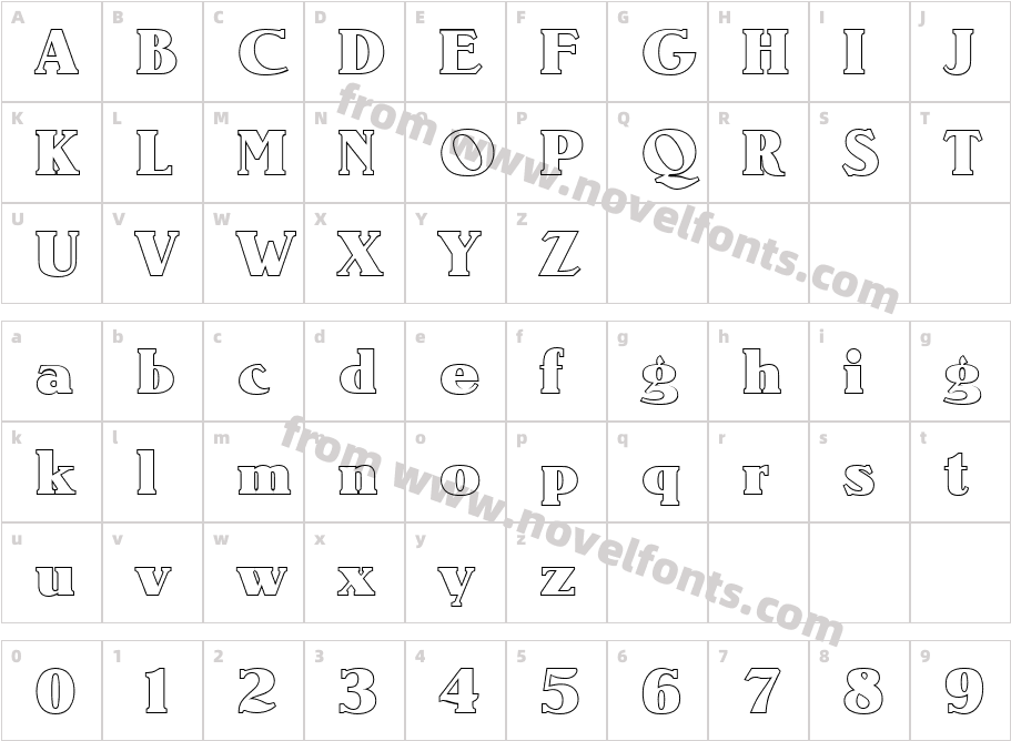 Ronald Becker Outline Heavy RegularCharacter Map