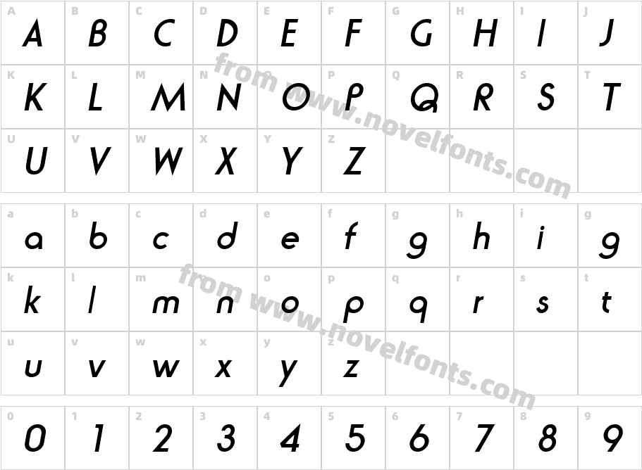 Ronda Bold ItalicCharacter Map