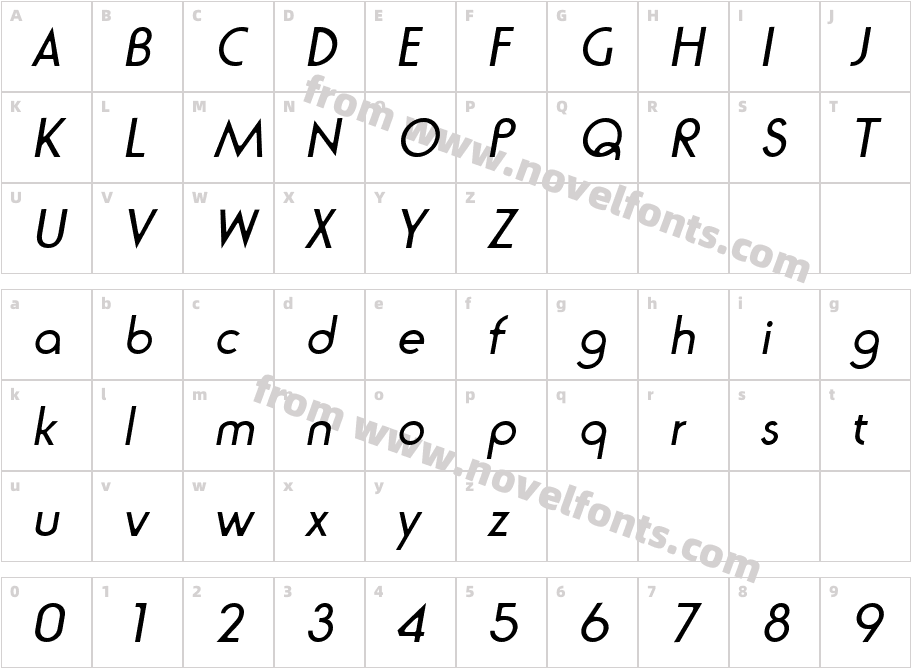 Ronda Regular ItalicCharacter Map