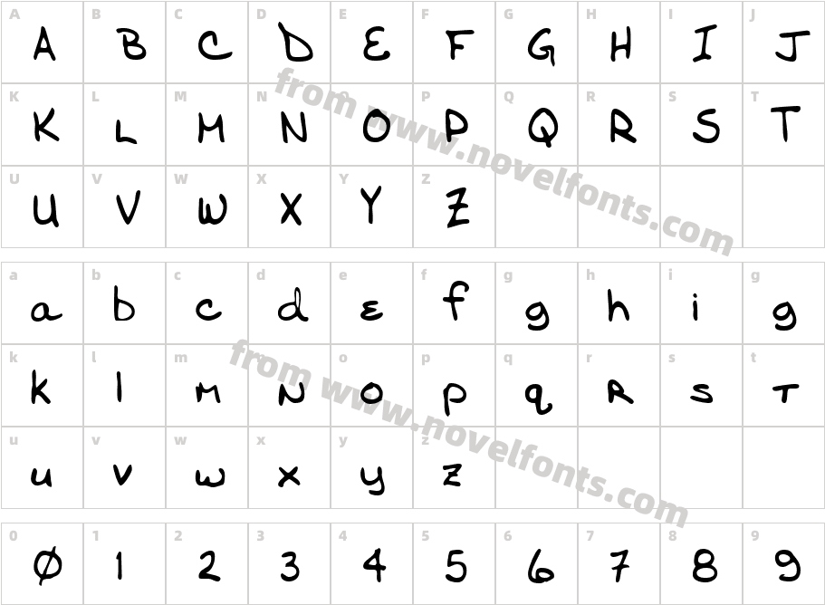 Ronnies Hand RegularCharacter Map