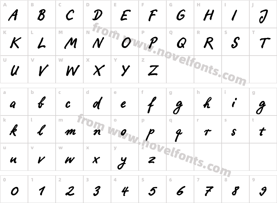 Ropsen Script BoldCharacter Map