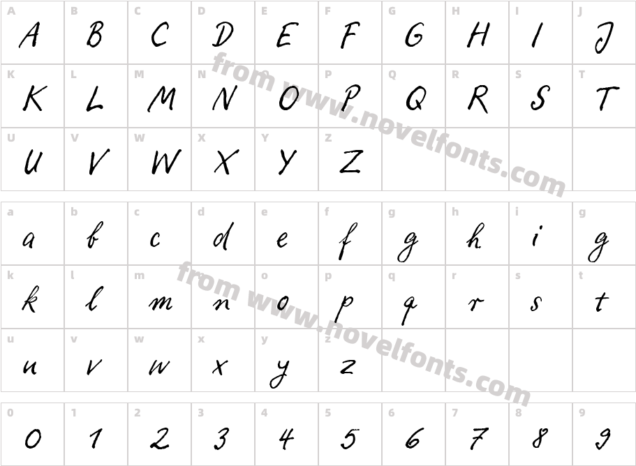 Ropsen Script RegularCharacter Map