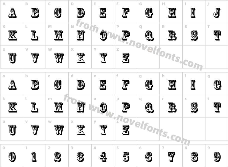 Rosewood Std RegularCharacter Map