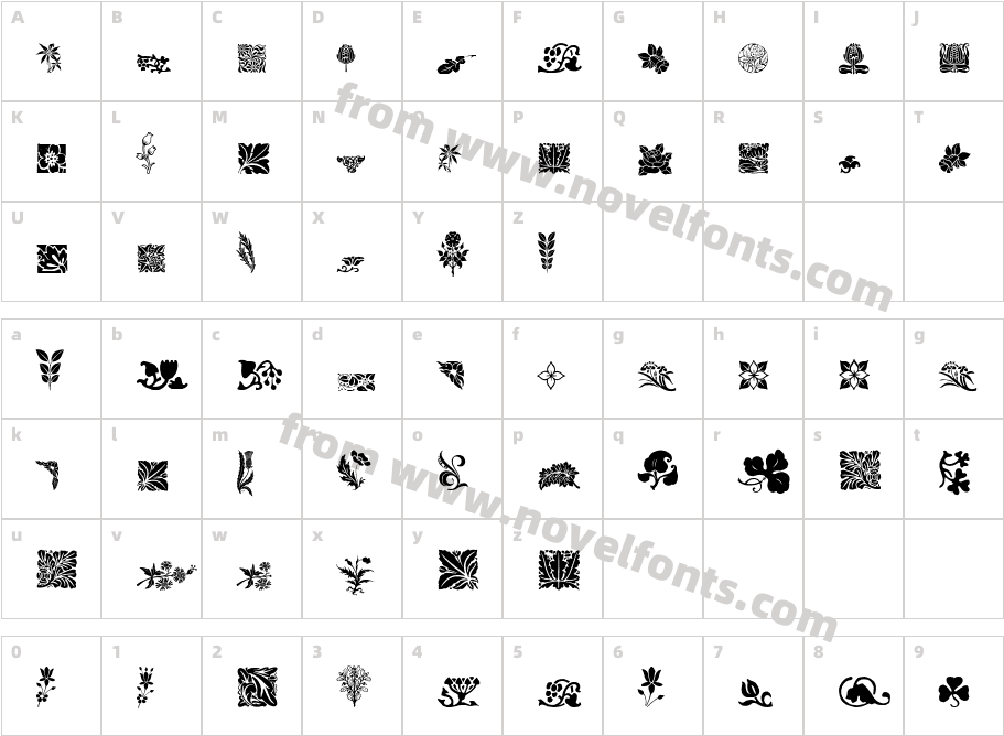 Rough Flowers RegularCharacter Map