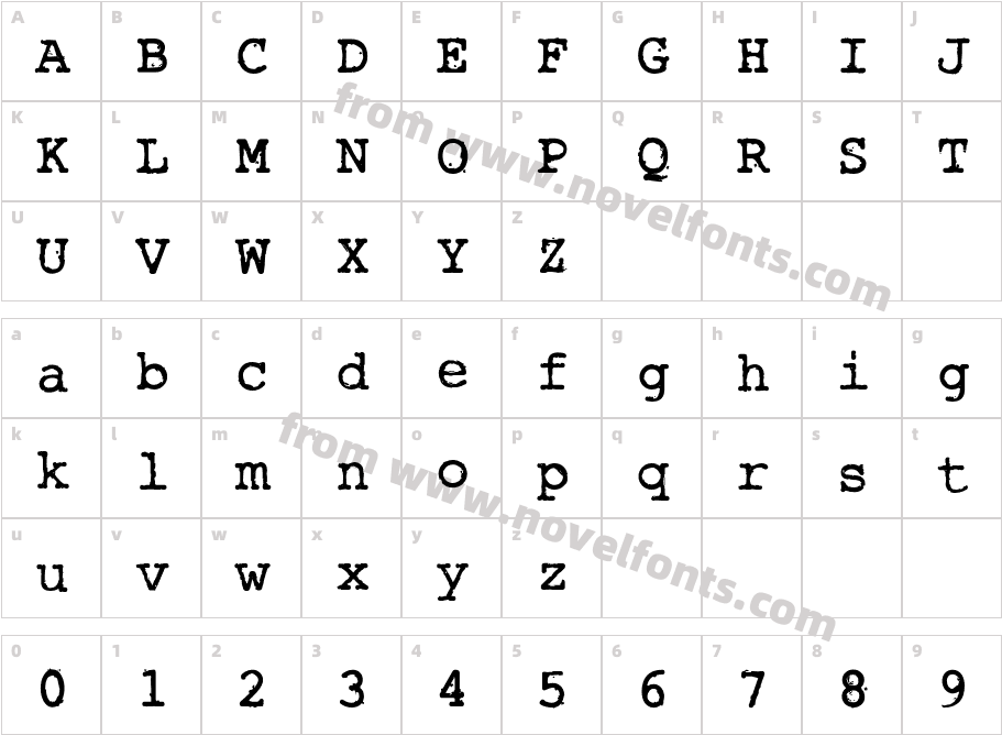 Rough Typewriter BoldCharacter Map