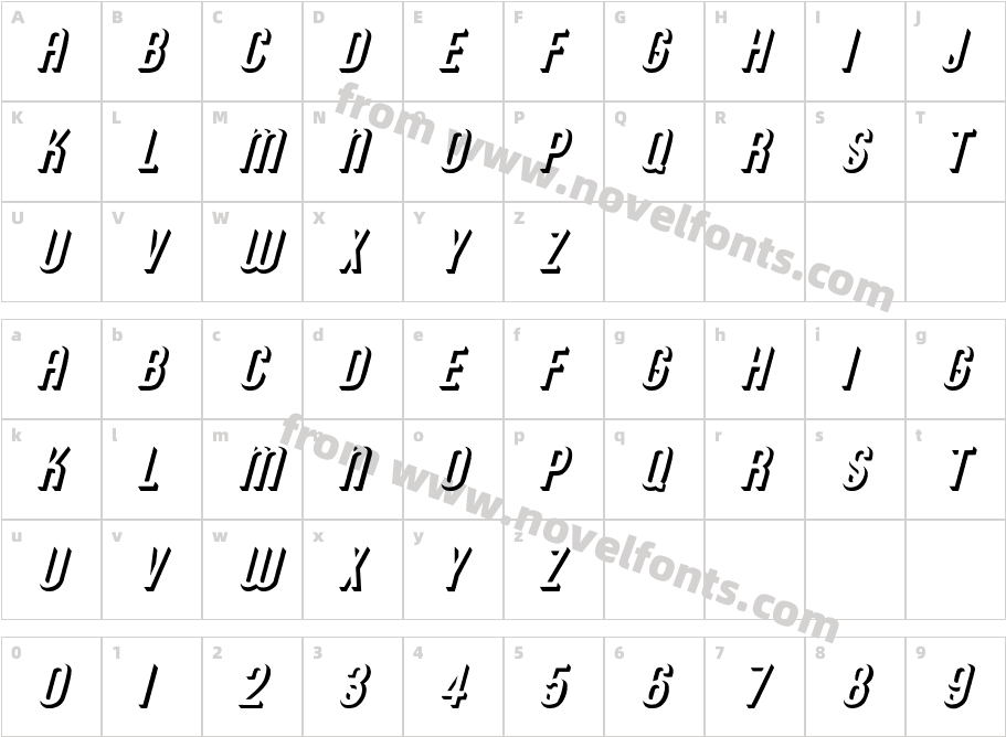 Rounded Relief ItalicCharacter Map