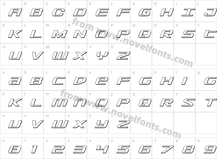 SDF 3D ItalicCharacter Map