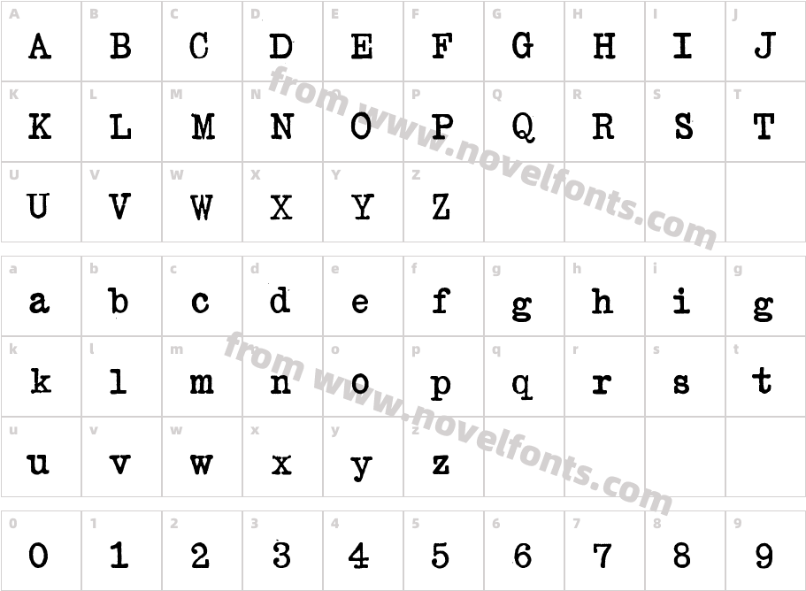 SENTA SchreibmaschineCharacter Map