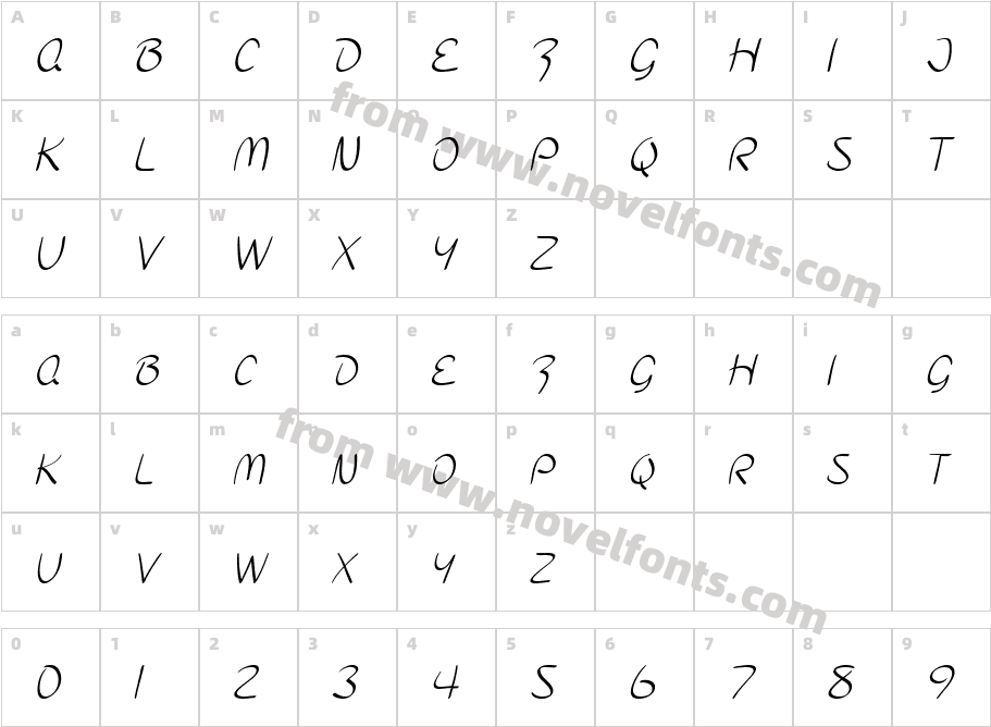 SF Burlington Script SCCharacter Map