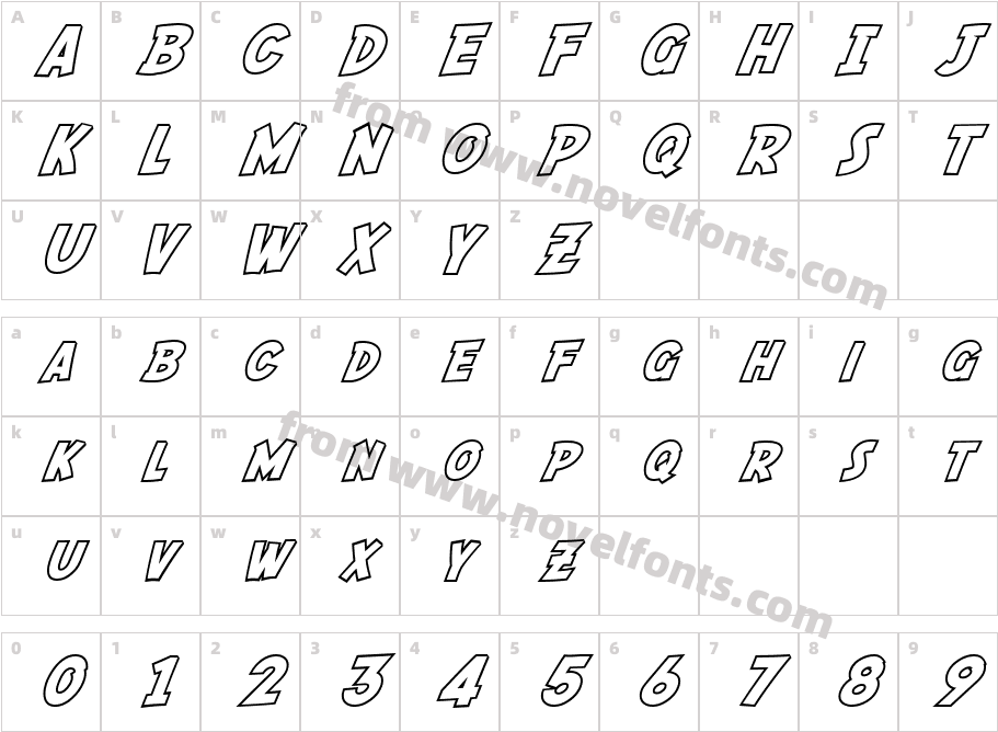 SF Fedora OutlineCharacter Map