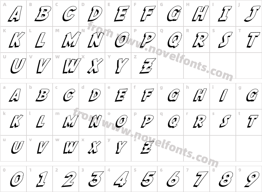 SF Fedora ShadowCharacter Map