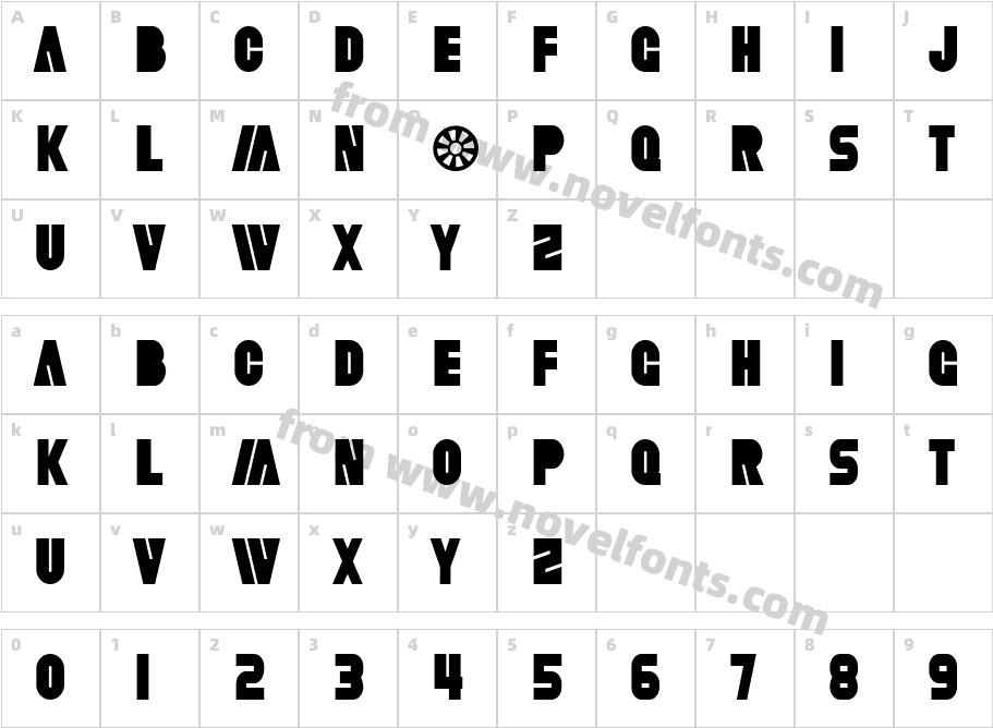 SF Fortune Wheel CondensedCharacter Map