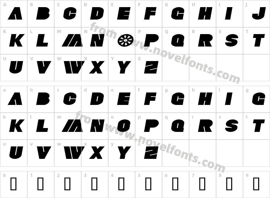 SF Fortune Wheel Exp Bold ItalicCharacter Map