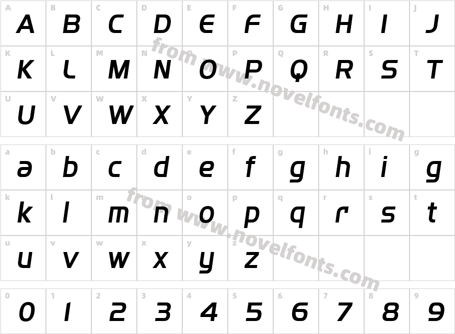 SF Fourche ItalicCharacter Map