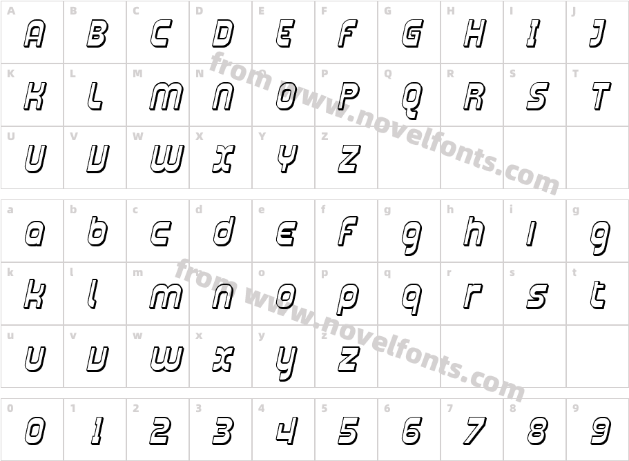 SF Plasmatica Shaded ItalicCharacter Map