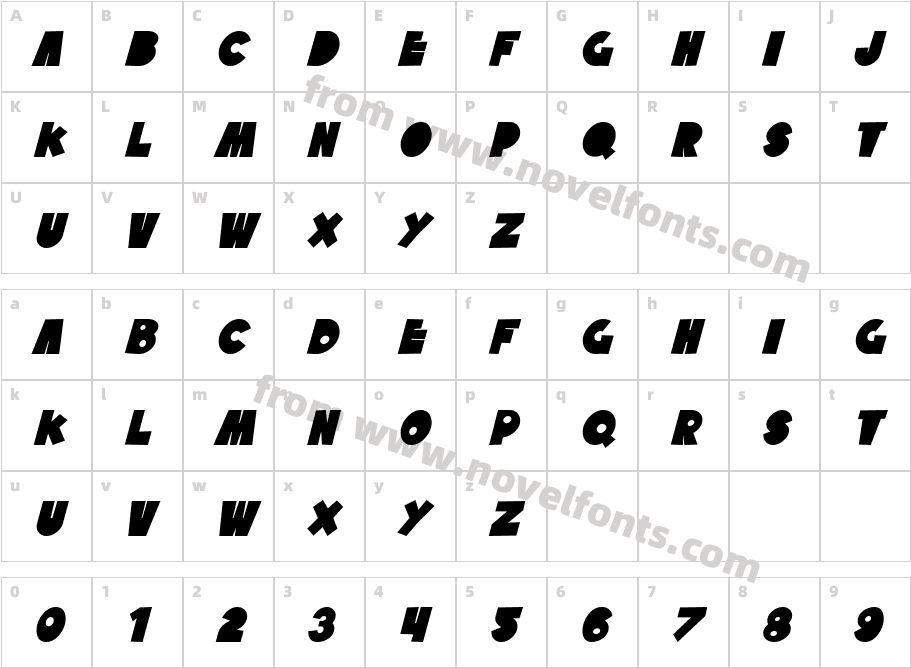 SF Tattle Tales Bold ItalicCharacter Map