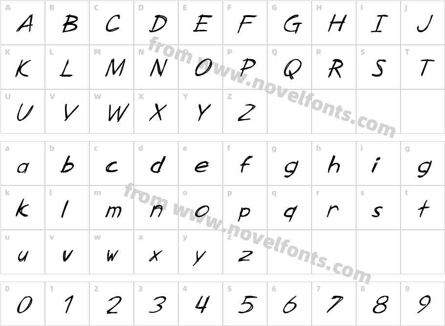 SF Zimmerman ItalicCharacter Map