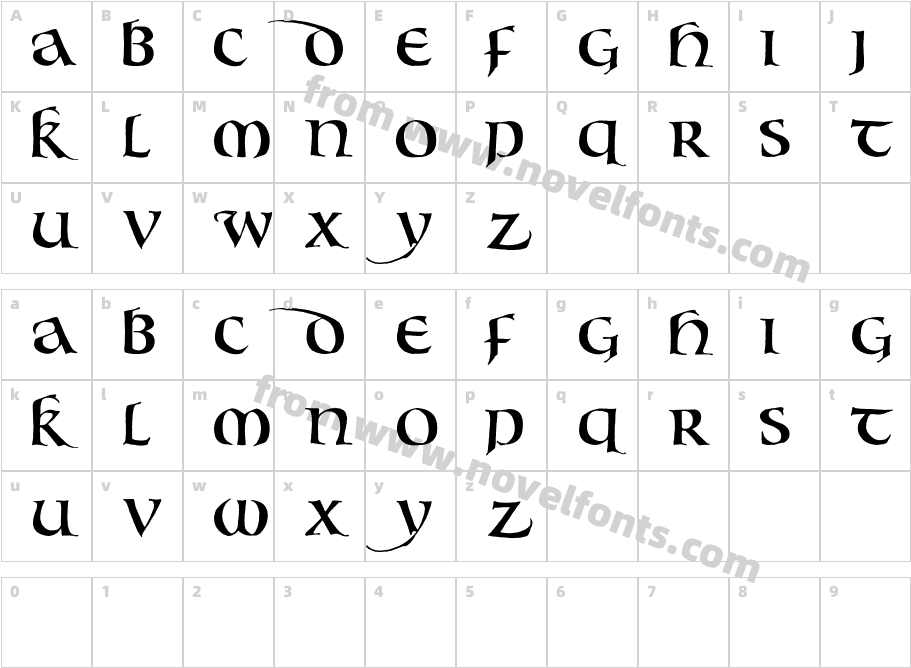 Bouwsma UncialCharacter Map