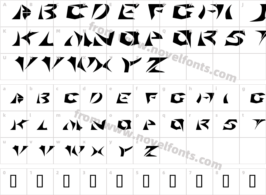 Sabertooth Extended RegularSWFTECharacter Map