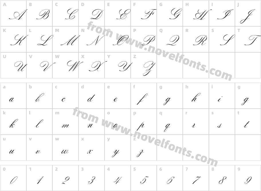 Sackers Italian Script ATCharacter Map