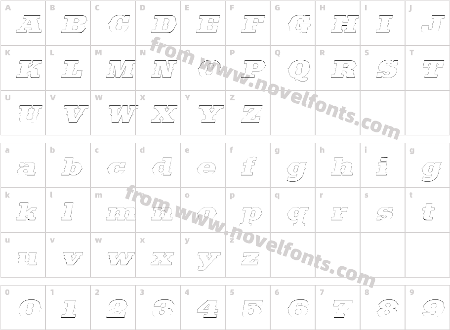 Saddlebag Outline ItalicSWFTECharacter Map