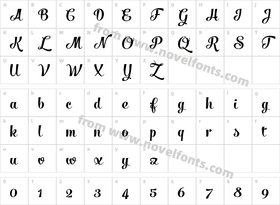 Salamander Script BoldCharacter Map