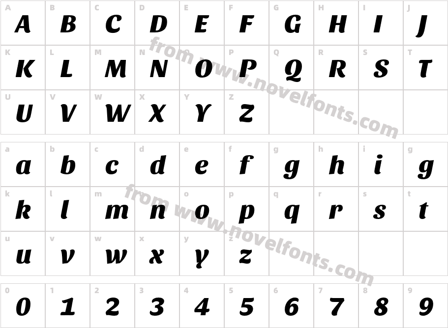 Sansita Extra Bold ItalicCharacter Map