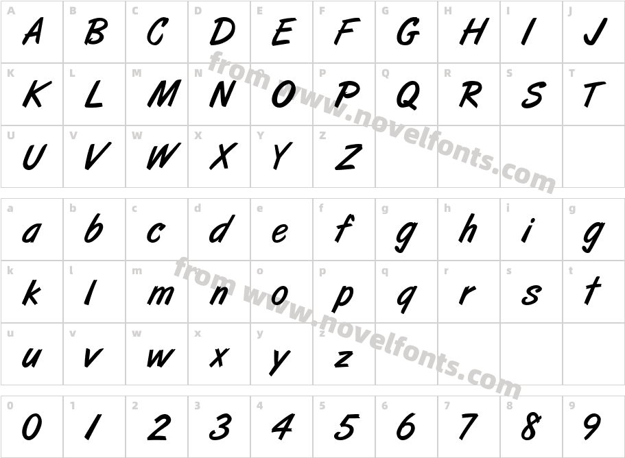 Santguay ScriptSSKCharacter Map