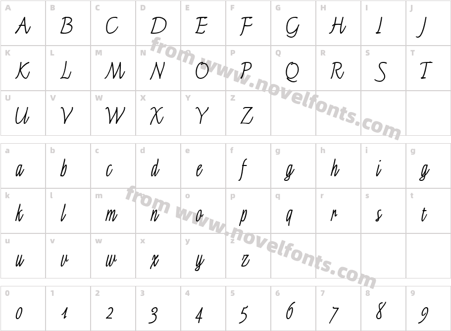 Saphire Light ScriptCharacter Map