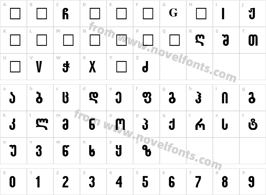 Saqartvelo RegularCharacter Map