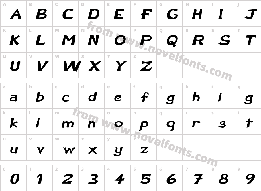 Sarah Extended ItalicCharacter Map