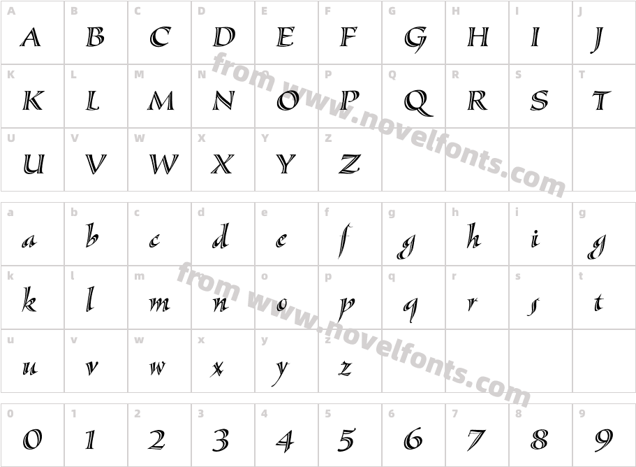 Sassafras ItalicCharacter Map