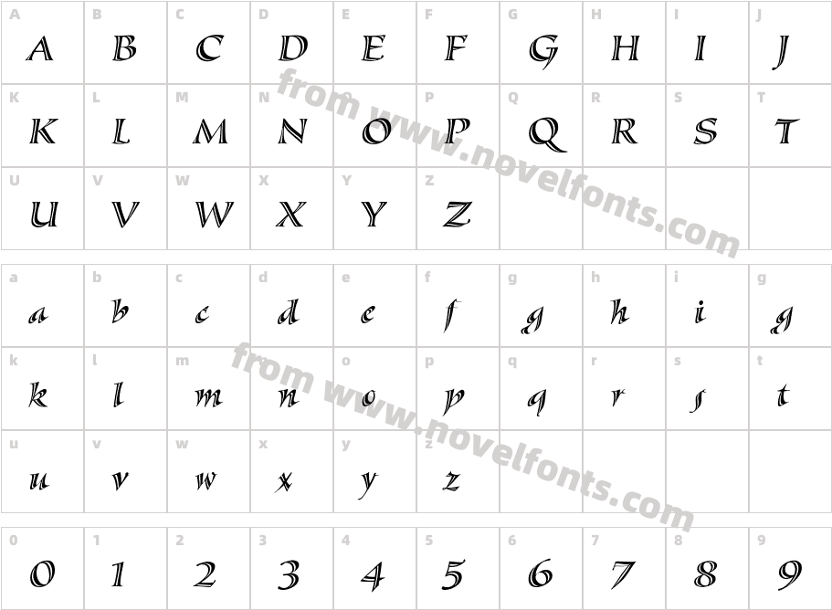 Sassafras Sx ItalicCharacter Map