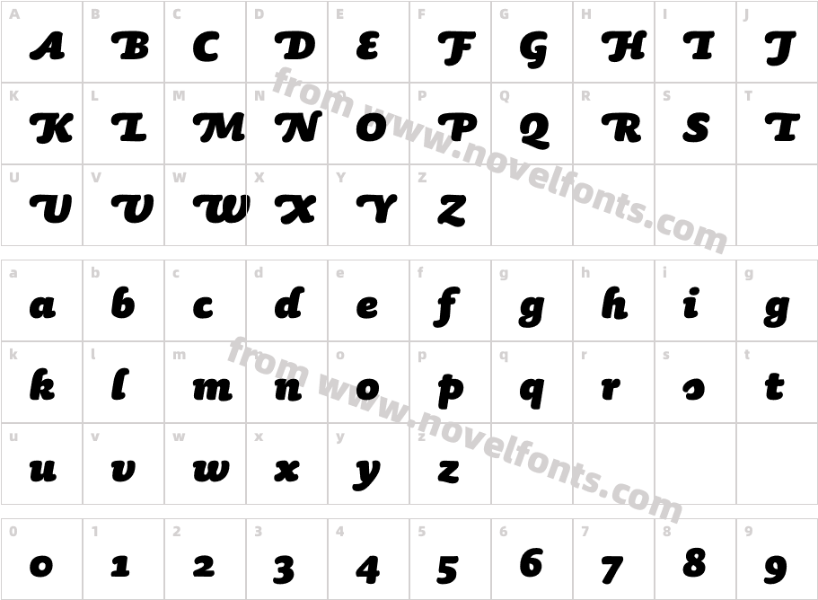 Sauna Black Italic SwashCharacter Map