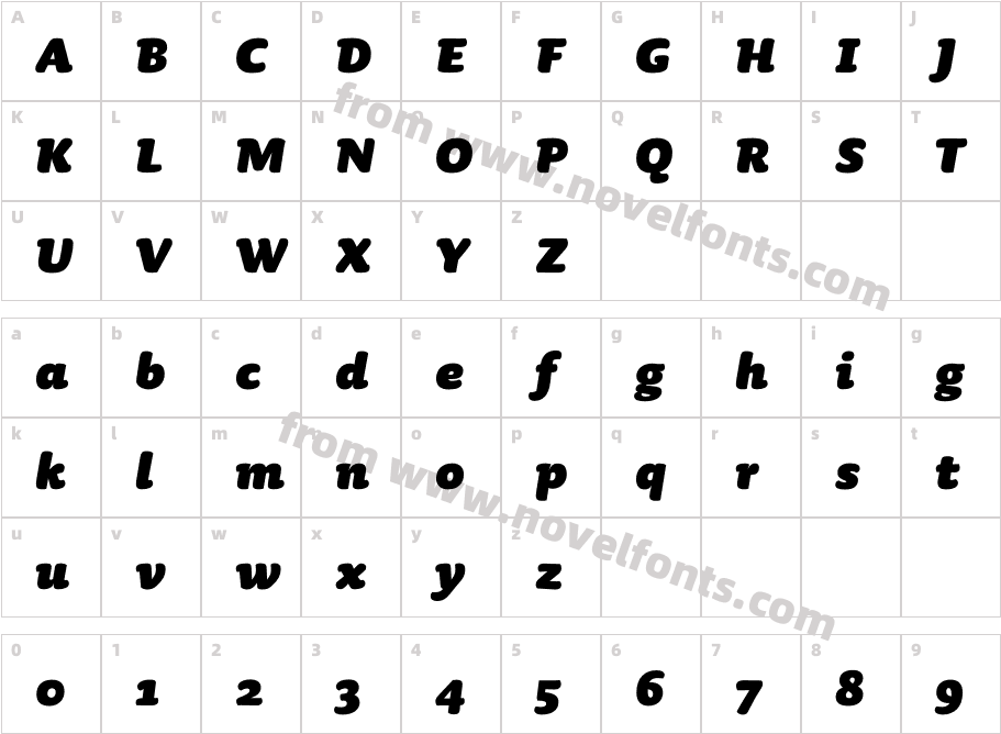 Sauna Black ItalicCharacter Map