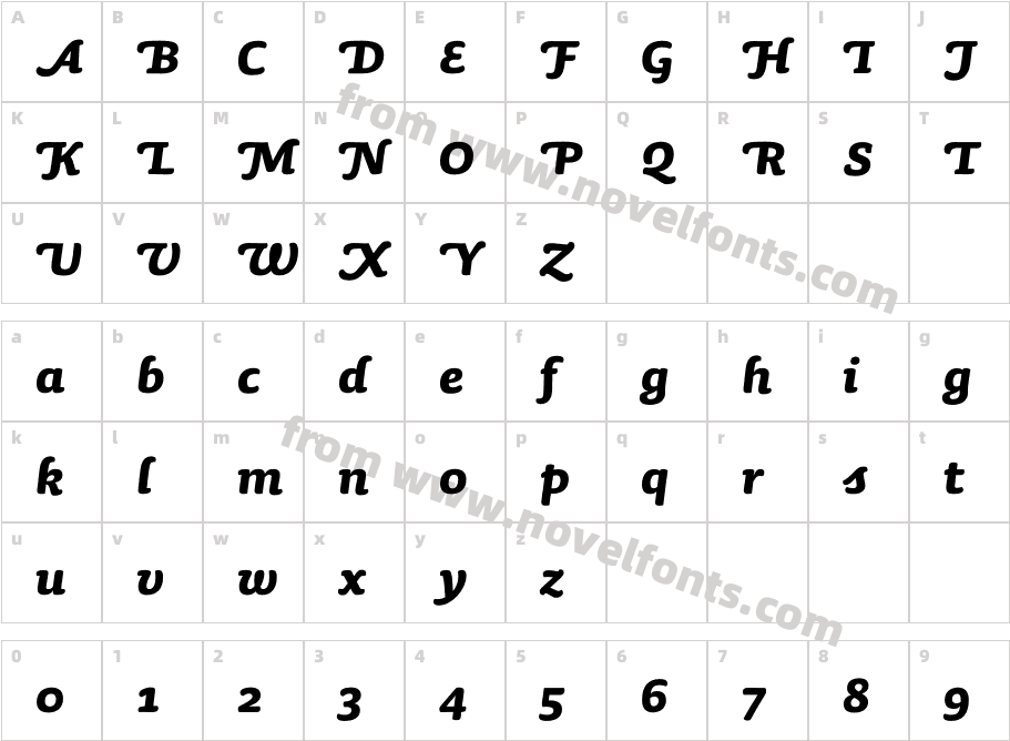 Sauna Bold Italic SwashCharacter Map