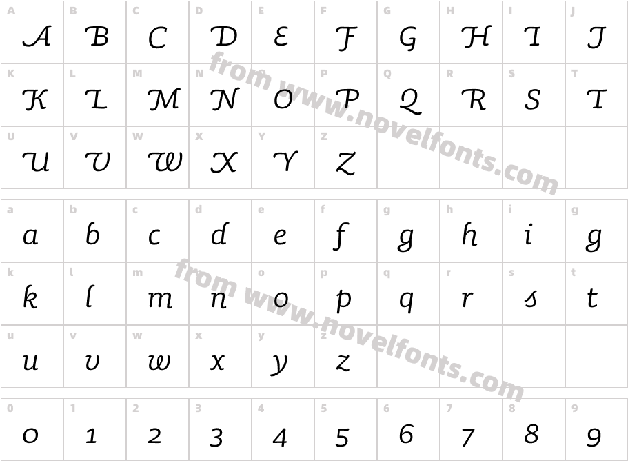 Sauna Italic SwashCharacter Map