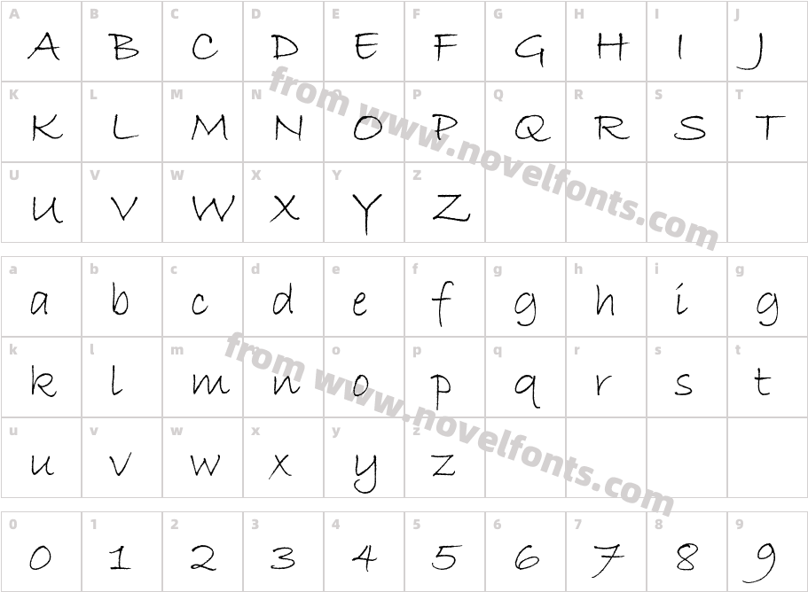 Bradley Hand ITC StdCharacter Map