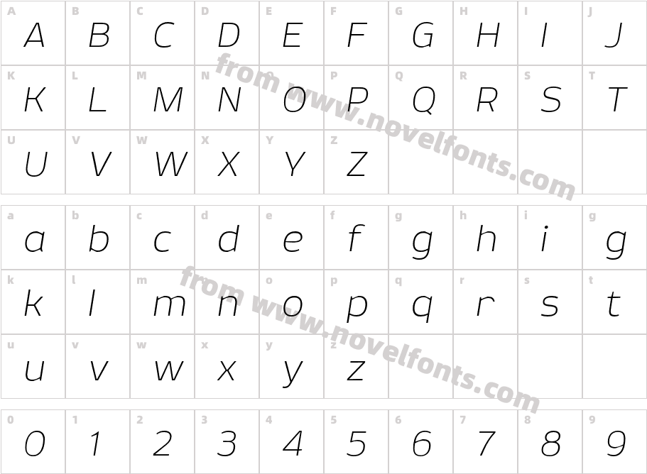 Sceptica Thin ItalicCharacter Map