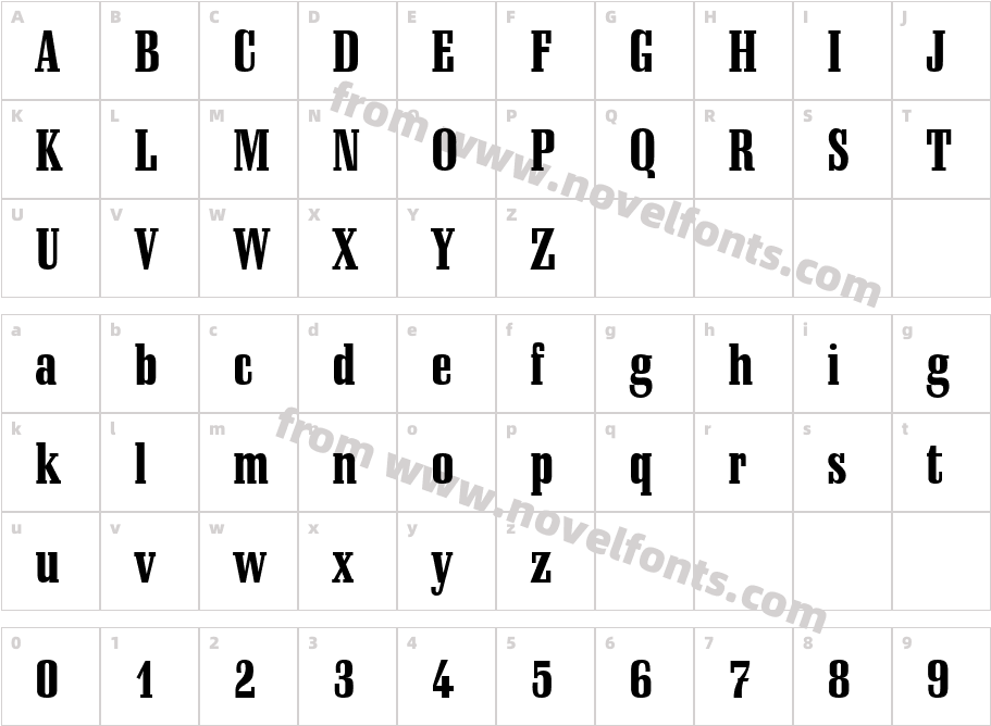 SchadowBT Black CondensedCharacter Map