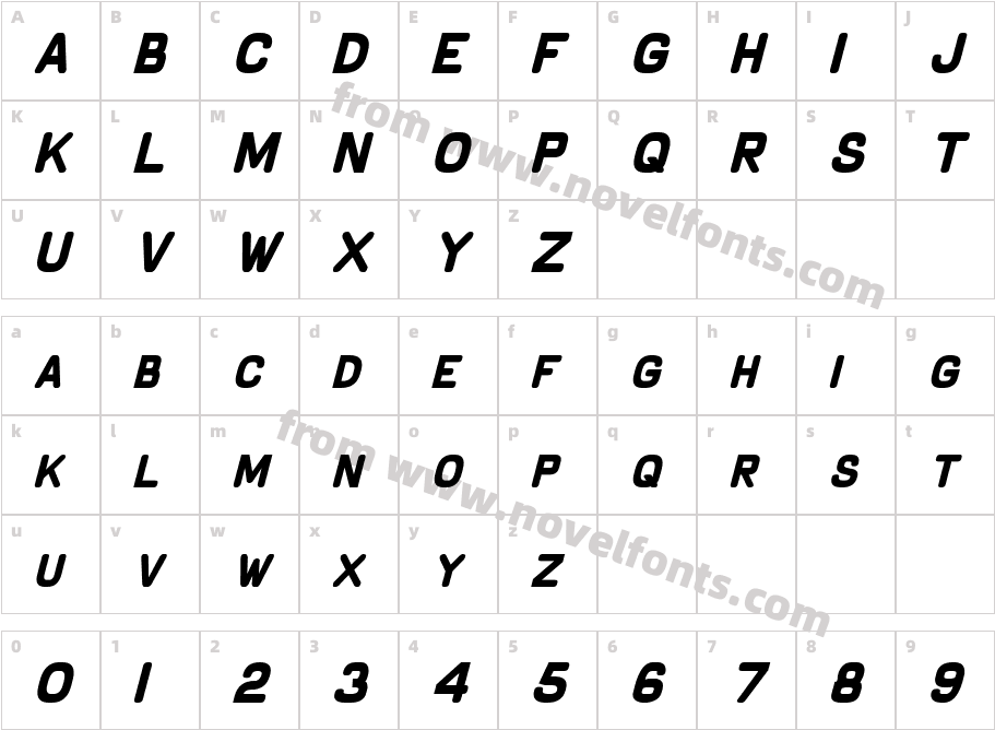 Schnaubelt Bold ItalicCharacter Map